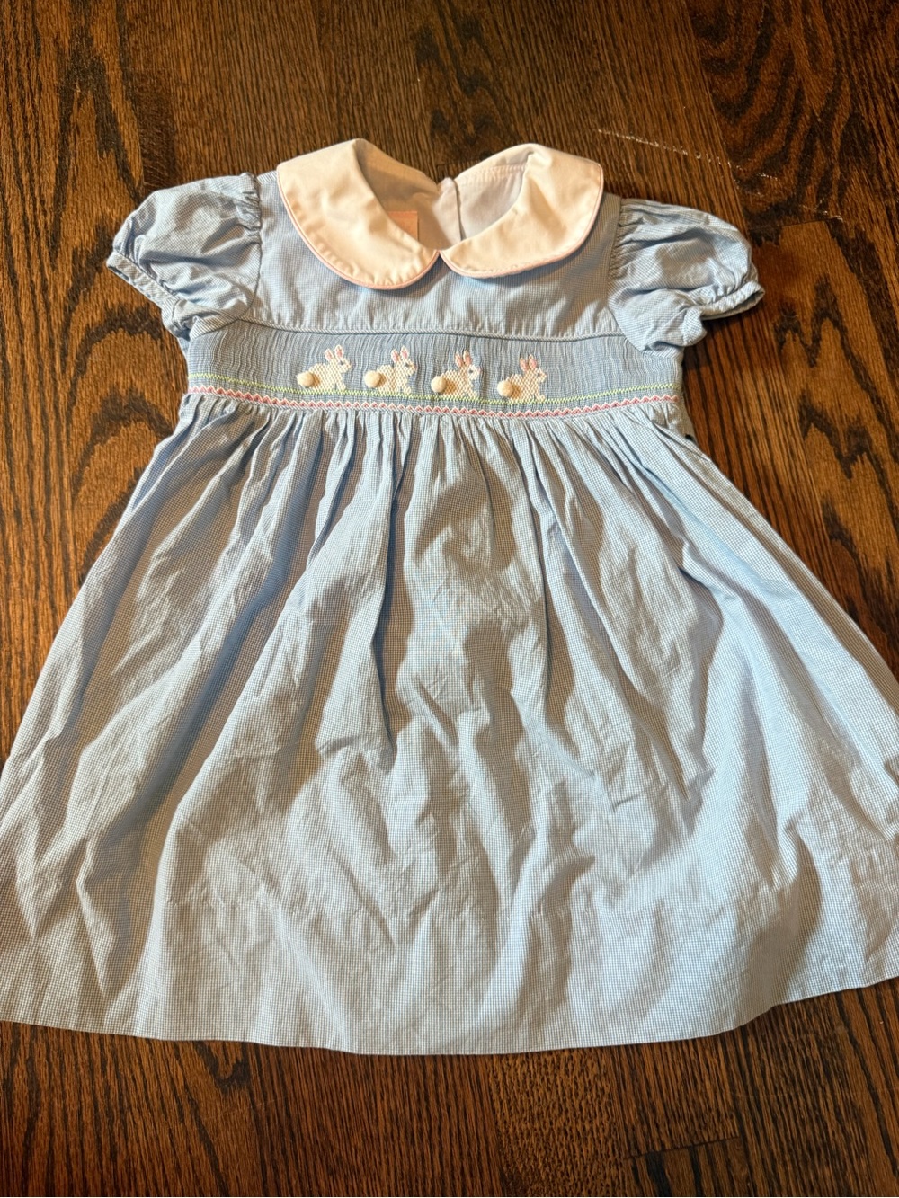 Light Blue Smocked Bunny Dress with White Peter Pan Collar — Kids Formal